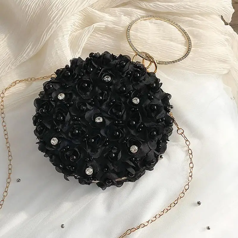 Свадебные клатчи сумки цветочные круглые на плечо женские элегантные вечерние