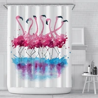 nordic flamingo leaves printed shower curtains for bath fabric curtain with 12 pcs hooks large wide waterproof bathroom curtain