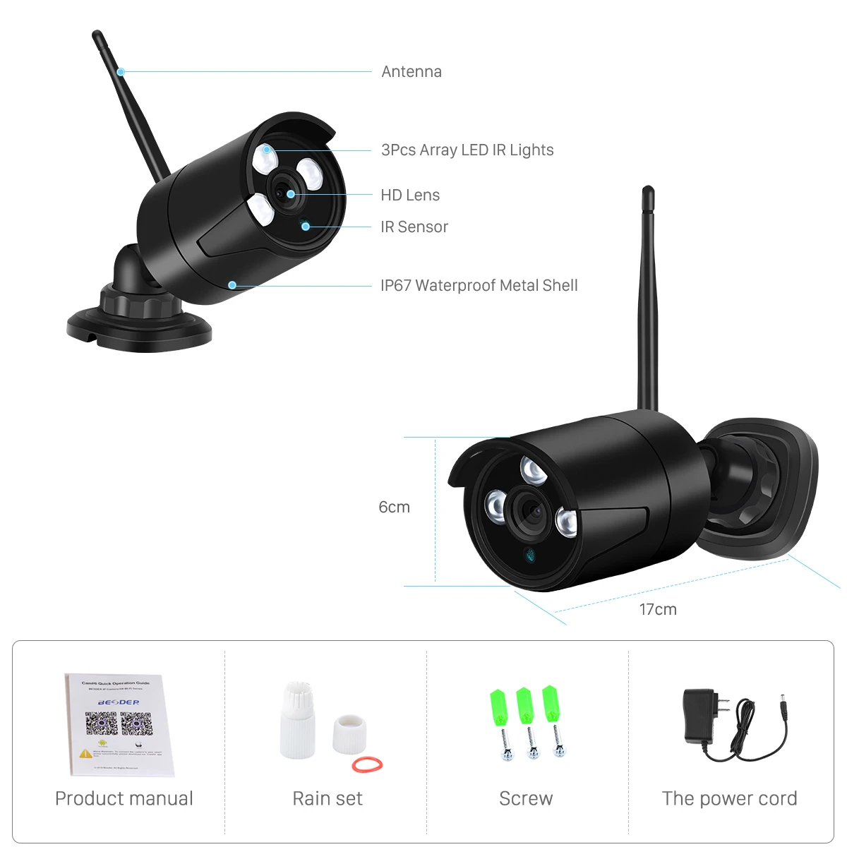 BESDER 2MP Беспроводная ip-камера 1080P HD ночного видения wi-fi-камера для использования на улице IP Onvif TF карта хранения водонепроницаемый видеонаблюдения