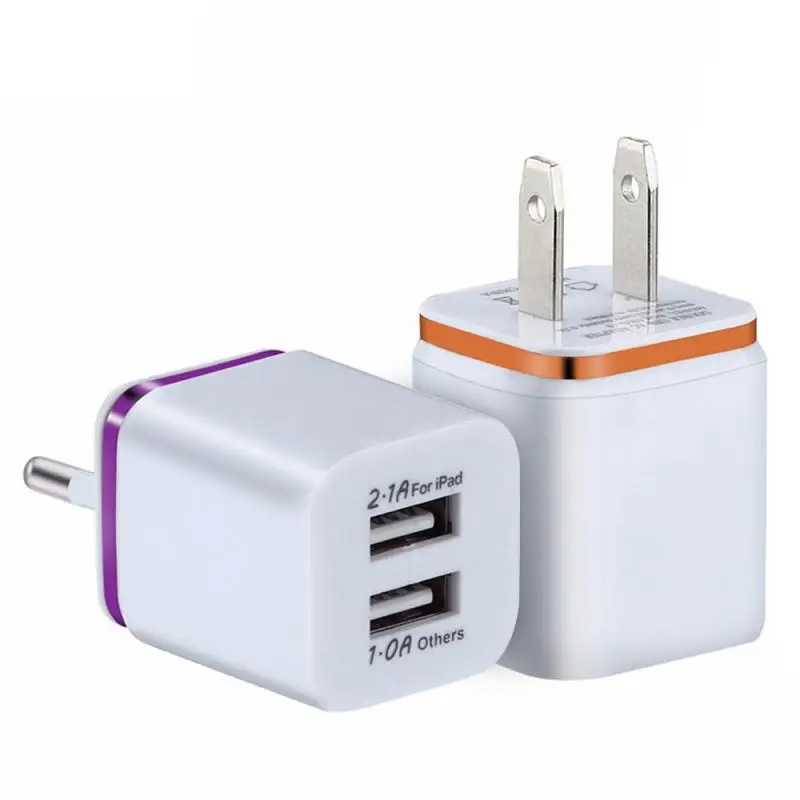 Универсальное зарядное устройство с двумя USB-портами, 2,1 А, быстрая зарядка, вилка стандарта ЕС/США, портативный настенный мобильный телефон, зарядное устройство для IPhone, Huawei-1