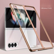 Luxury Plating Clear Case For Samsung Galaxy Z Fold 3 W22 Transparent Case Front Back Full Protection Cover for Galaxy Z Fold 3