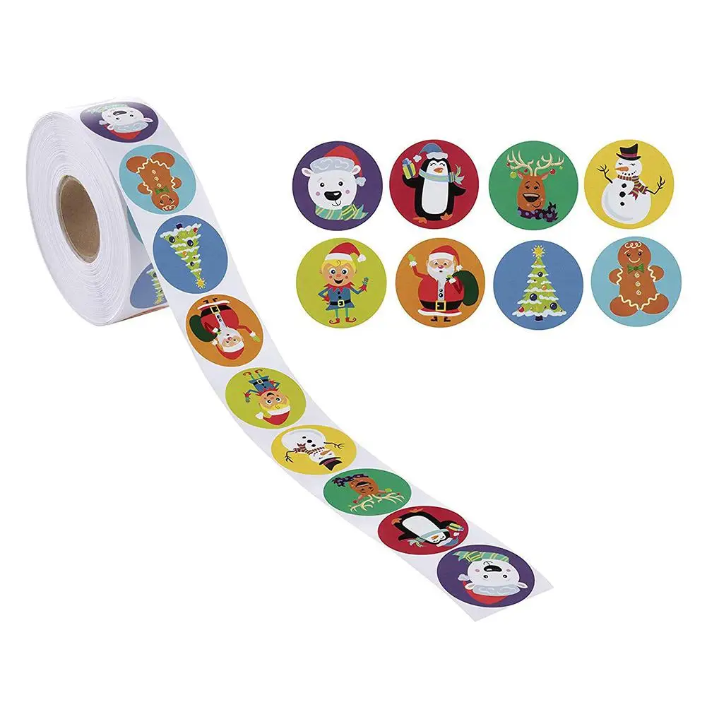 

500pcs/roll Christmas Stickers Undefined Christmas Gift Decoration Sticker Packaging Stationery Sticker Happy Holiday Decoration
