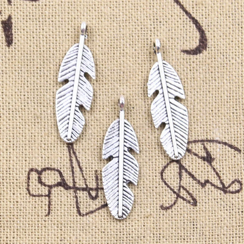12 шт. амулеты перья 28x8 мм антикварные подвески из серебра ювелирных изделий DIY ручной Тибетский поиск ювелирные изделия