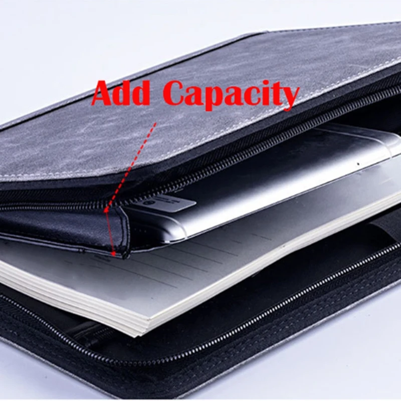 A5 Padfolio с калькулятором папка на молнии блокнот портфель из искусственной кожи папка для руководителя спиральная дорожная записная книжка