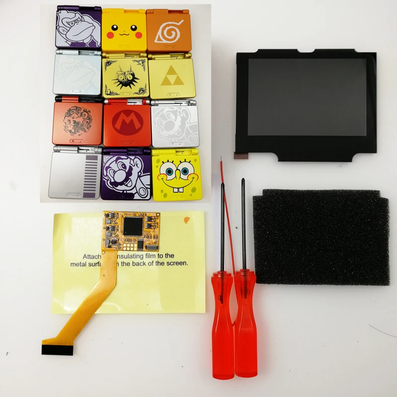 Горячая IPS LCD набор с предварительно вырезанным корпусом для Gameboy GBA SP V2 подсветка