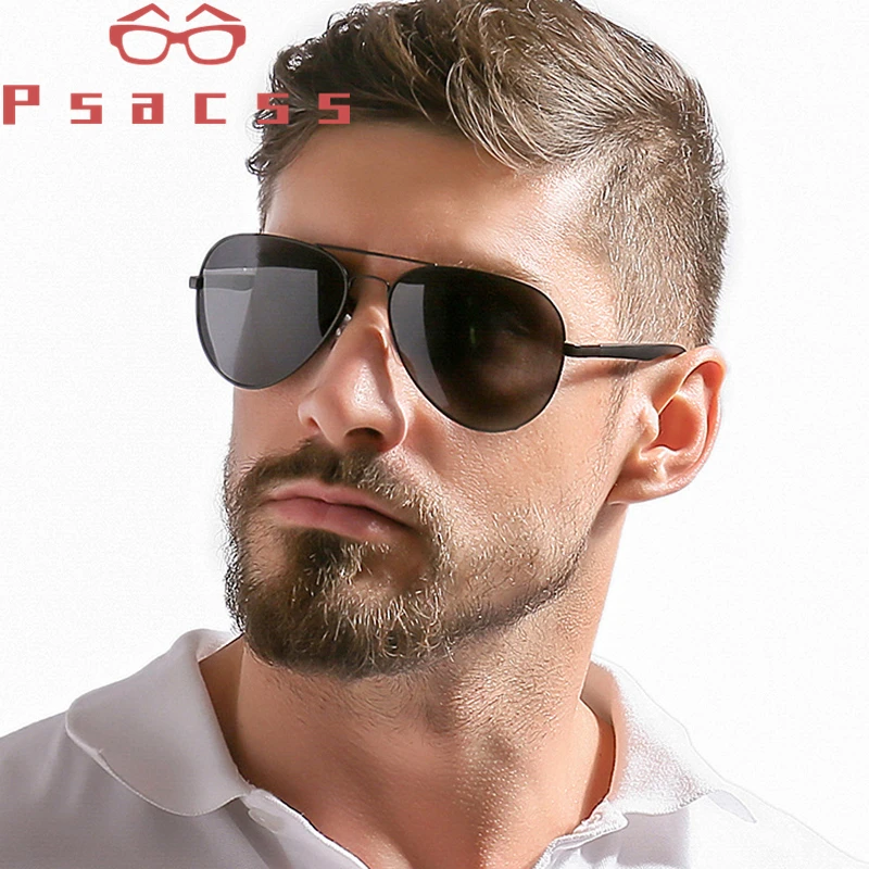 

Psacss Pilot Polarized Sunglasses Men TR90 Frame Clear Lens Brand Designer Sun Glasses For Driving Fishing lentes de sol hombre