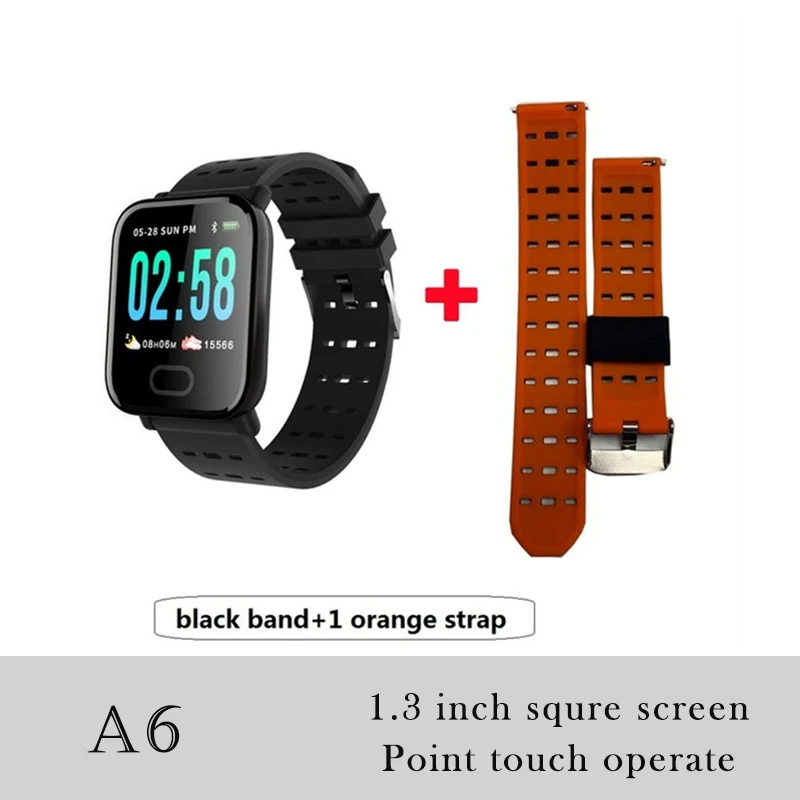 Black add 1pcs Strap 696 LJL08 0,9" TFT цветной шагомер браслет A6 умный Браслет пульсометр кровяное давление Водонепроницаемый Фитнес-трекер часы M - Цвет: Black add 1pcs Strap