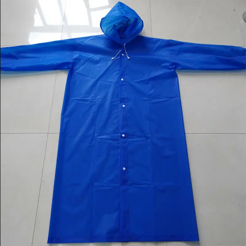 Dark Blue UK Мужская Женская длинная водонепроницаемая куртка дождевик с капюшоном на кнопках дождевик наружный EVA Цельный Дождевик - Цвет: Dark Blue