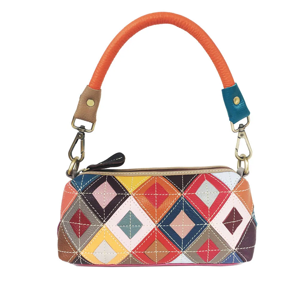 

2021 New Women's Leather Handbags Luxury Brand Shoulder Bag Rhomboid Contrast Color Cowhide Bags Fashion Portable Messenger Bag