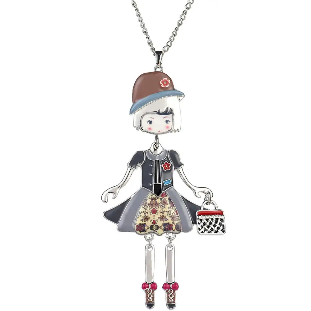 Очаровательное посеребренное длинное Кукольное ожерелье s для женщин и девушек