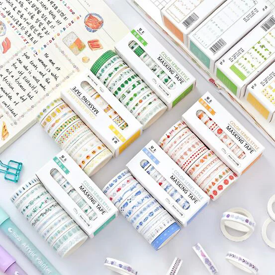 

10 pcs/lot 8mmx3m Simple and Cute Pattern paper tape,Office material School stationery supplies(ss-452)