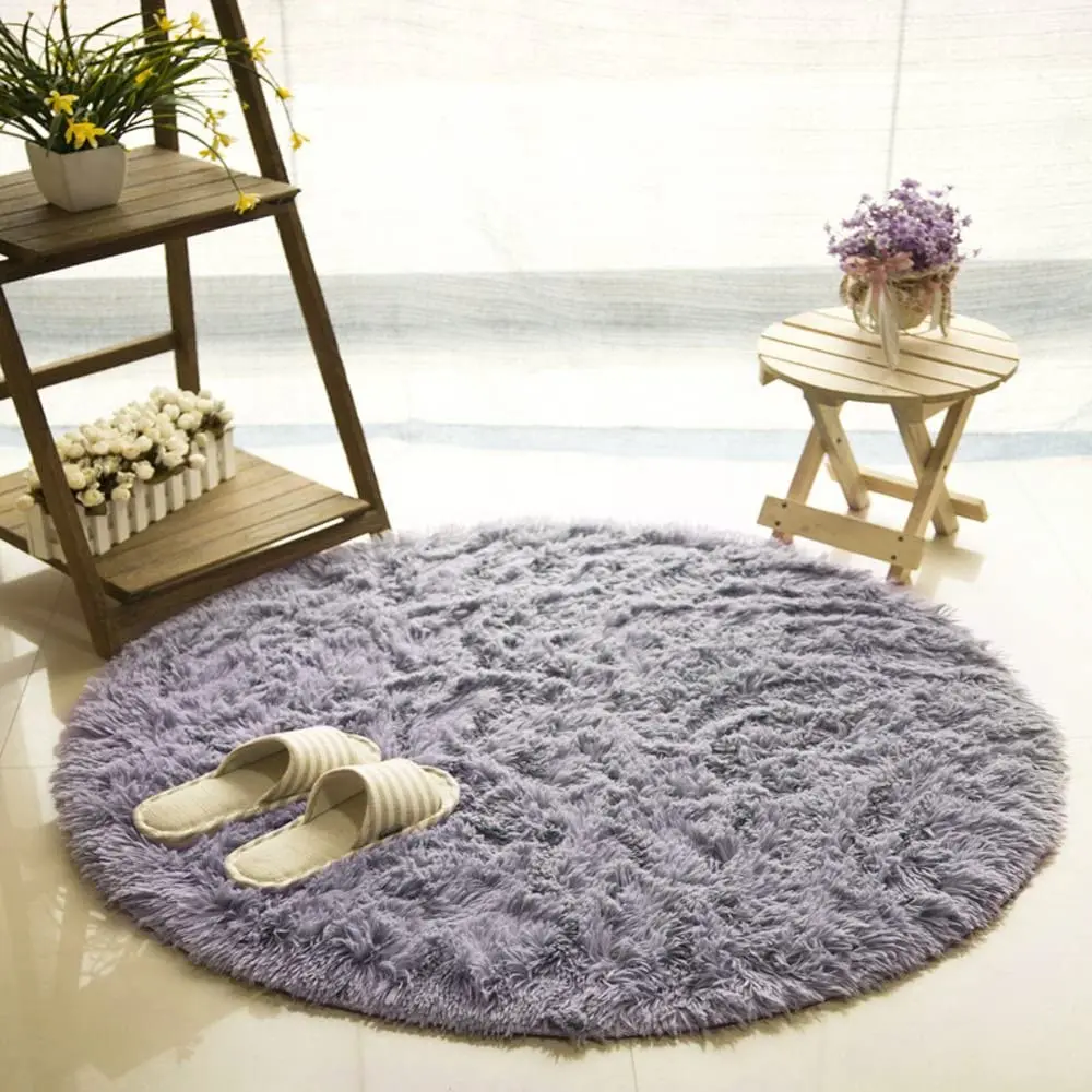 

Soft Fluffy Thick Velvet Round Carpet for Living Room Anti-skid Plush Rug Children Bed Room Beside Windows