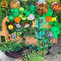 1set jungle safari birthday party balloons green jungle forest animal party decoration baby shower kids birthday party supplies