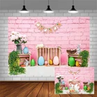 Виниловый фон Avezano для фотосъемки с изображением Пасхальных Кроликов яиц розовой кирпичной стены цветов для фотостудии