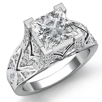 ring white princess cut size 6 10 wedding ring women silver plated elegant