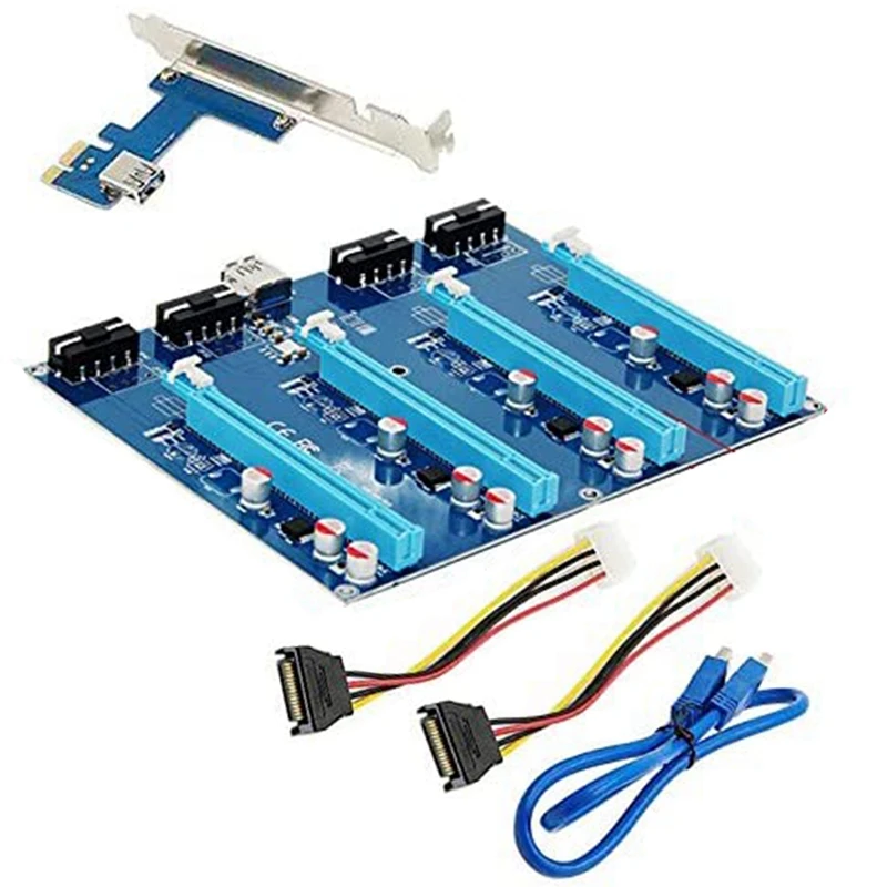 

PCI-E 1X Expansion Kit PCI Express 1 to 4 Port PCI Express Switch Multiplier HUB Riser Card PCIE X1 to X16 Adapter