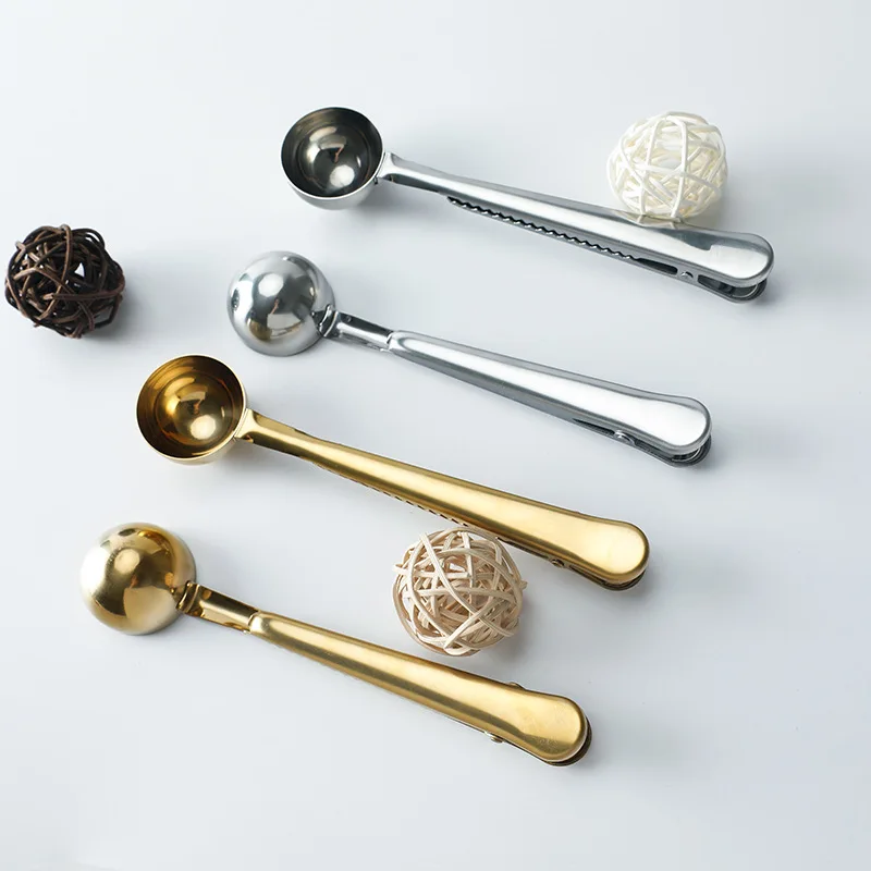 

Stainless Steel Coffee Spoon Tea Milk Spoon Sealing Clip Kitchen Accessories Gadgets