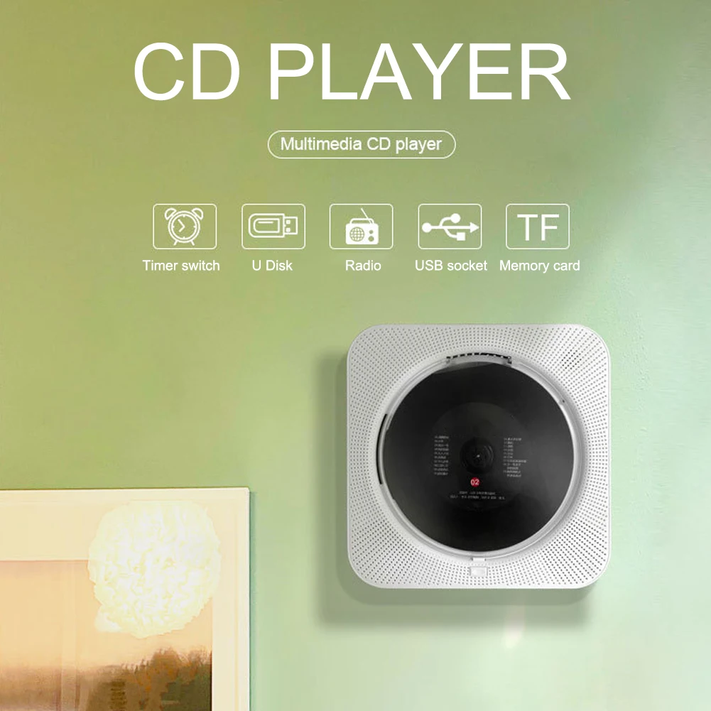 Портативный домашний TF Bluetooth CD плеер USB светодиодный экран Мультимедиа FM радио
