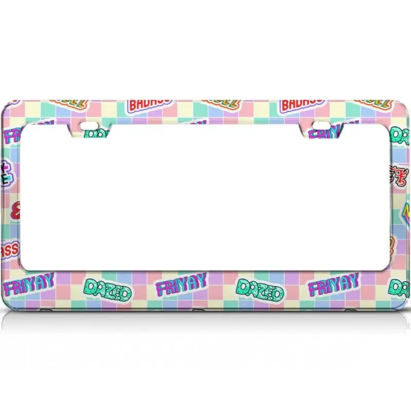 

Peceeta Stay Real License Plate Frame 2 Holes 1 Frame Matte Aluminum Text Funny Metal Cute Car Accessories white 16x31cm