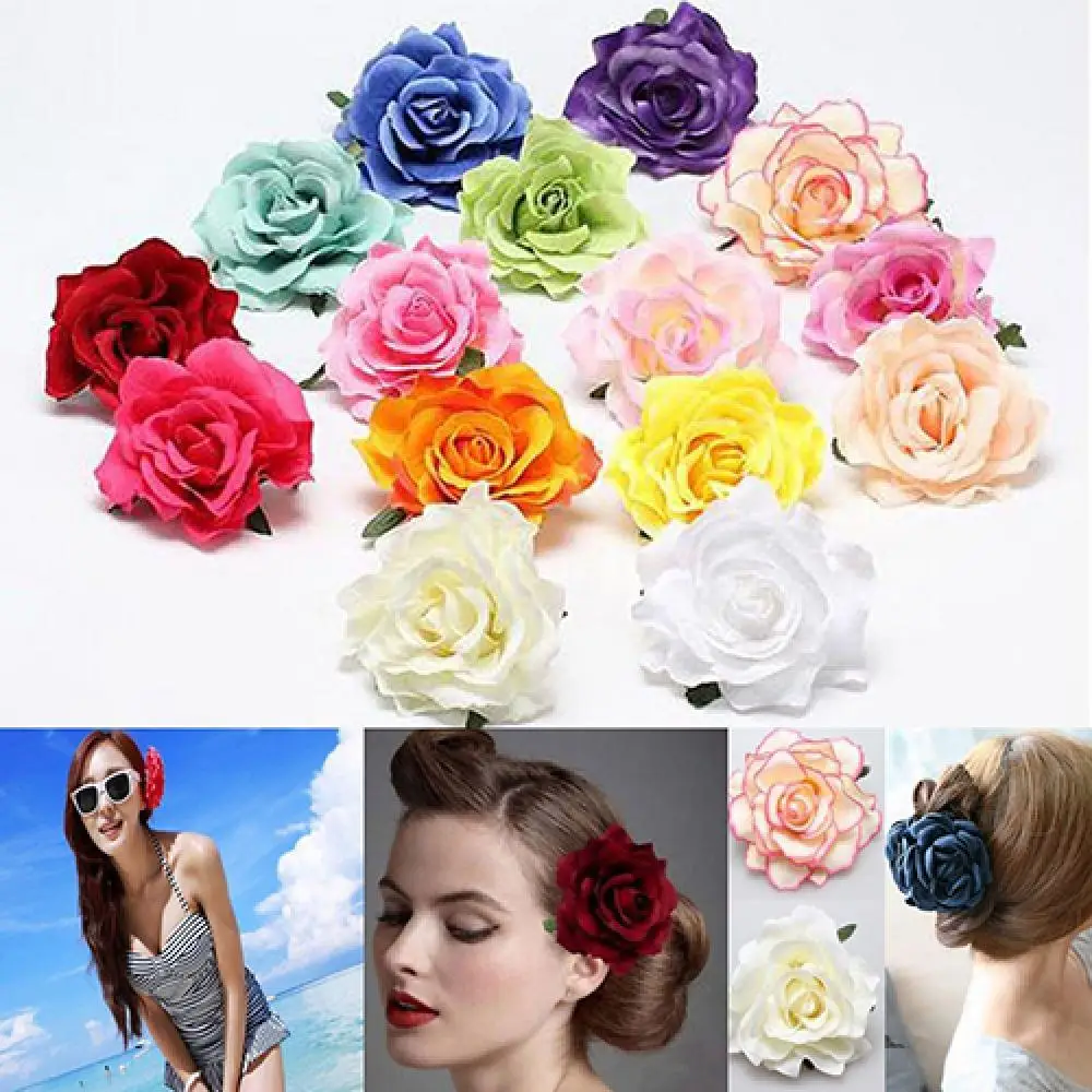 

70% Hot Sell Women Sweet Big Rose Blossom Flower Wedding Bridal Hair Clip Hairpin Brooch Pin