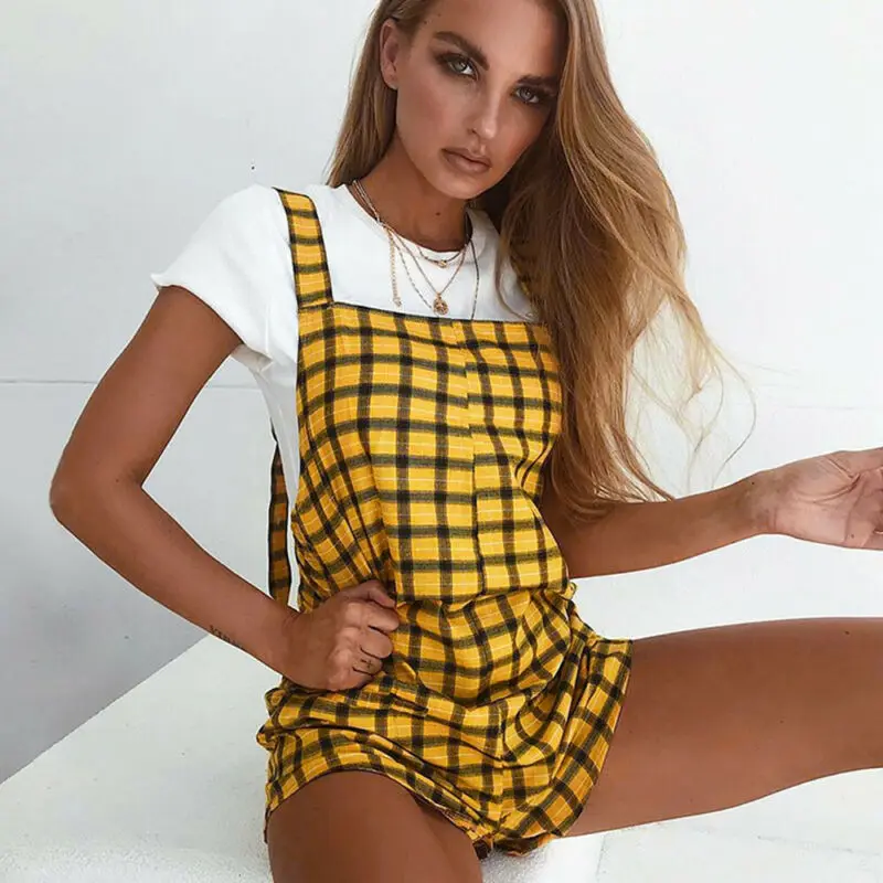 Женские клетчатые шорты без рукавов повседневные свободные в английском стиле