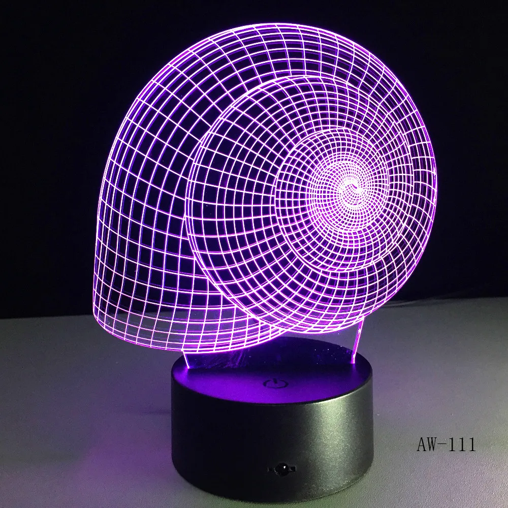 Snail Shell 3D lamp Visual Night Light LED Illusion Bedroom USB table Lam Color Changing As Home Decoration Dr AW-111 | Освещение