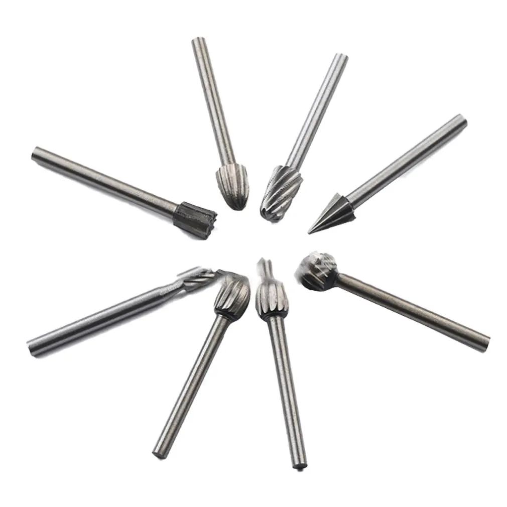 

10 Piece Set Of High Speed Steel Electric Grinder Grinding Head Woodworking Rotary File Milling Cutter Carving Knife