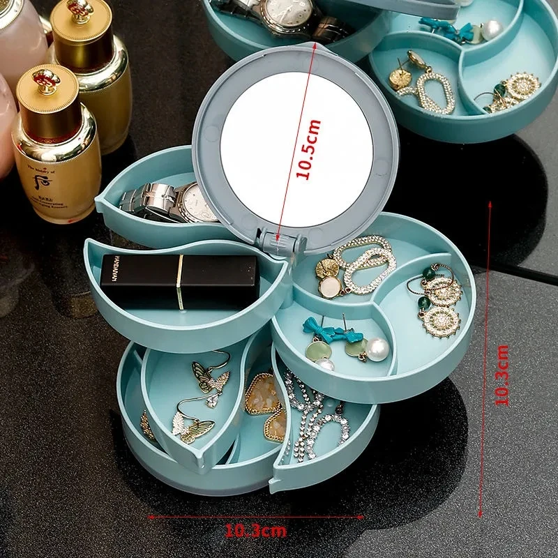 Jewellery Organiser Box Jewellery Storage Case Earring Rings Necklace Large Space Multi-layer Spin Jewellery Cases Holder Women