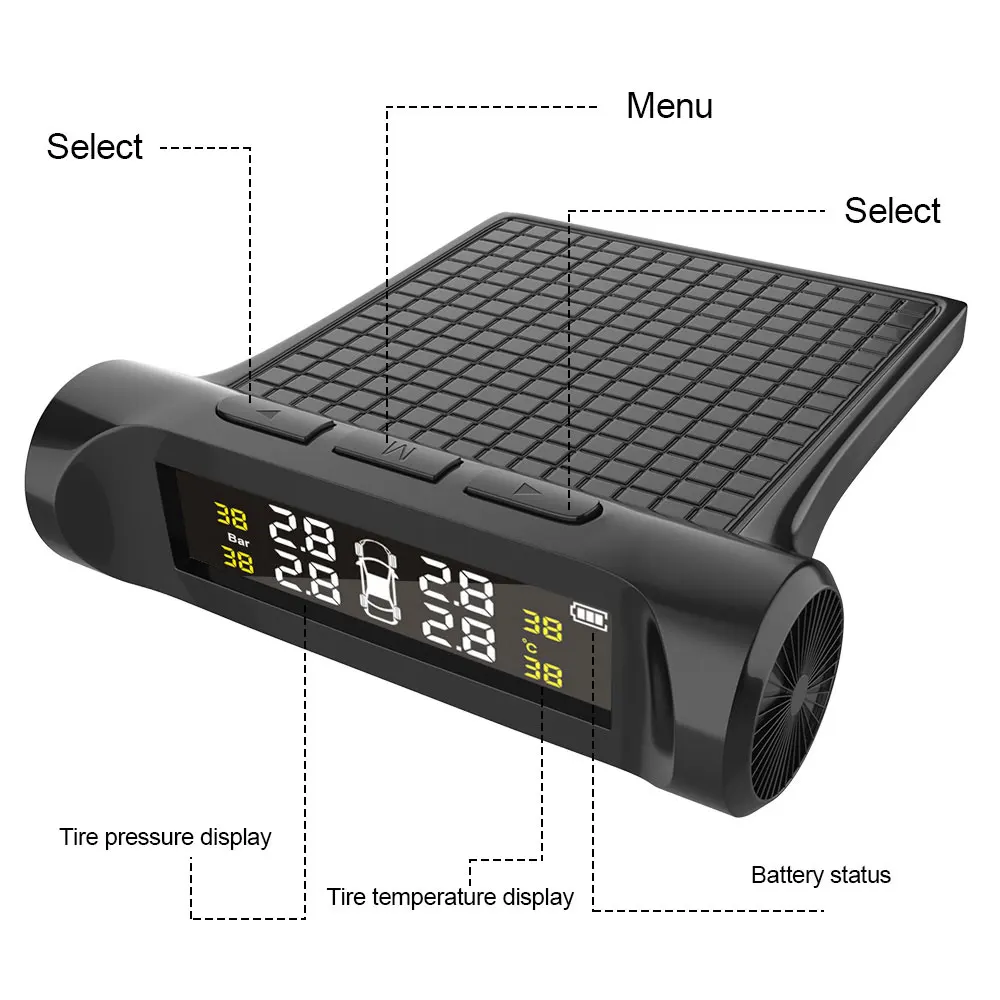 

8/9 Bar Tire Pressure Monitoring System Solar TPMS External Sensor Tire Pressure Real Time Truck Car Alarm Monitor Truck Tpms
