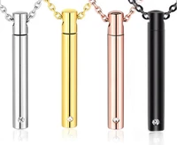 stainless steel goldrose goldblack gun tone simple cylinder memorial urn pendant unisex necklace jewelry