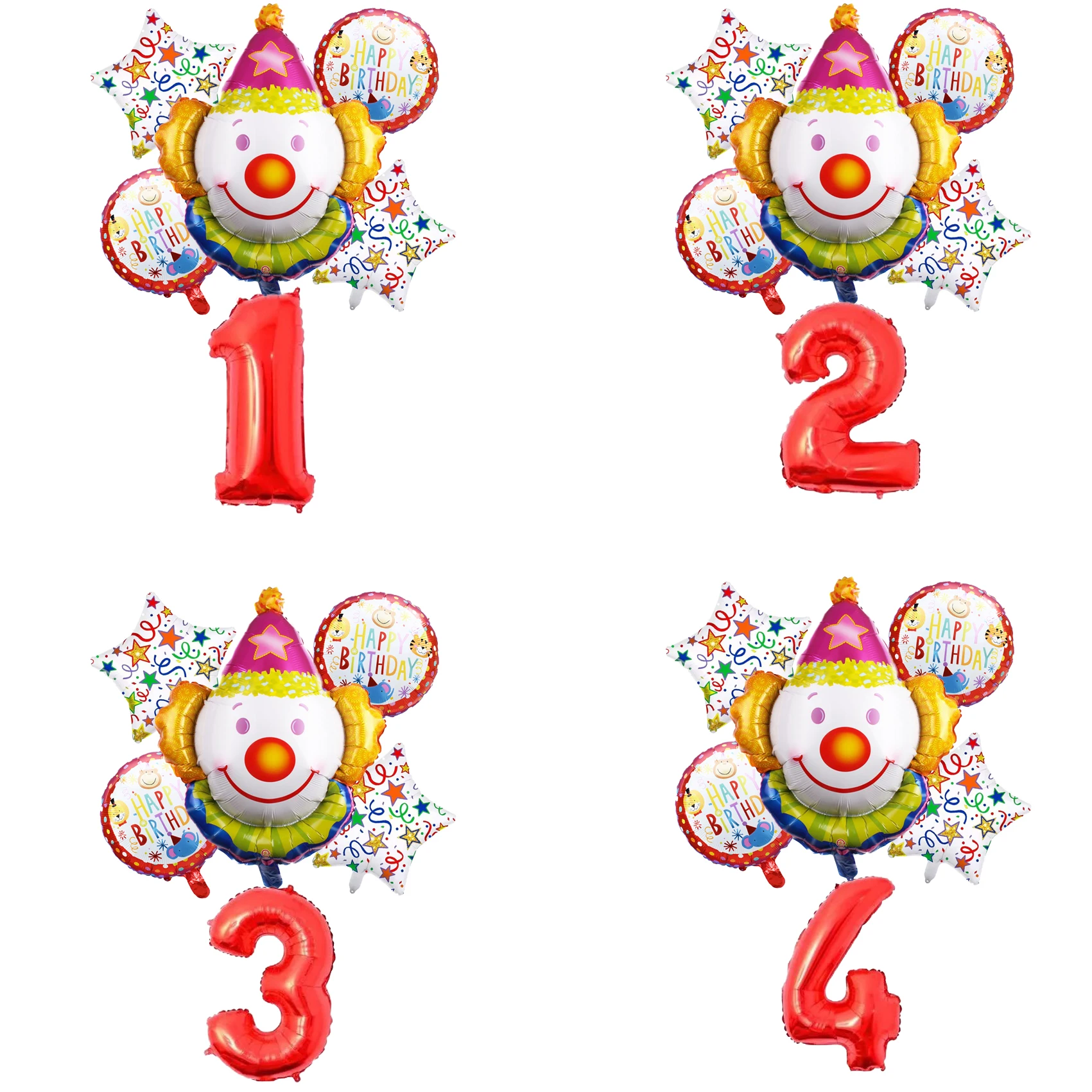 

Red Circus Clown Balloon Set 32-inch Digital Balloon Animal Theme Party Children's Birthday Party Children's Decorations