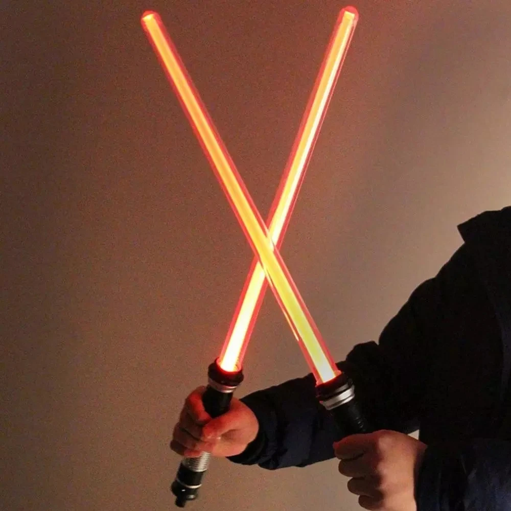 Sable l&aacute;ser de juguete para ni&ntilde;os, espada de Darth Vaders, arco de juguete para Cosplay, espada de doble sable de luz con sonido l&aacute;ser, regalos de Navidad, 2 uds.-3