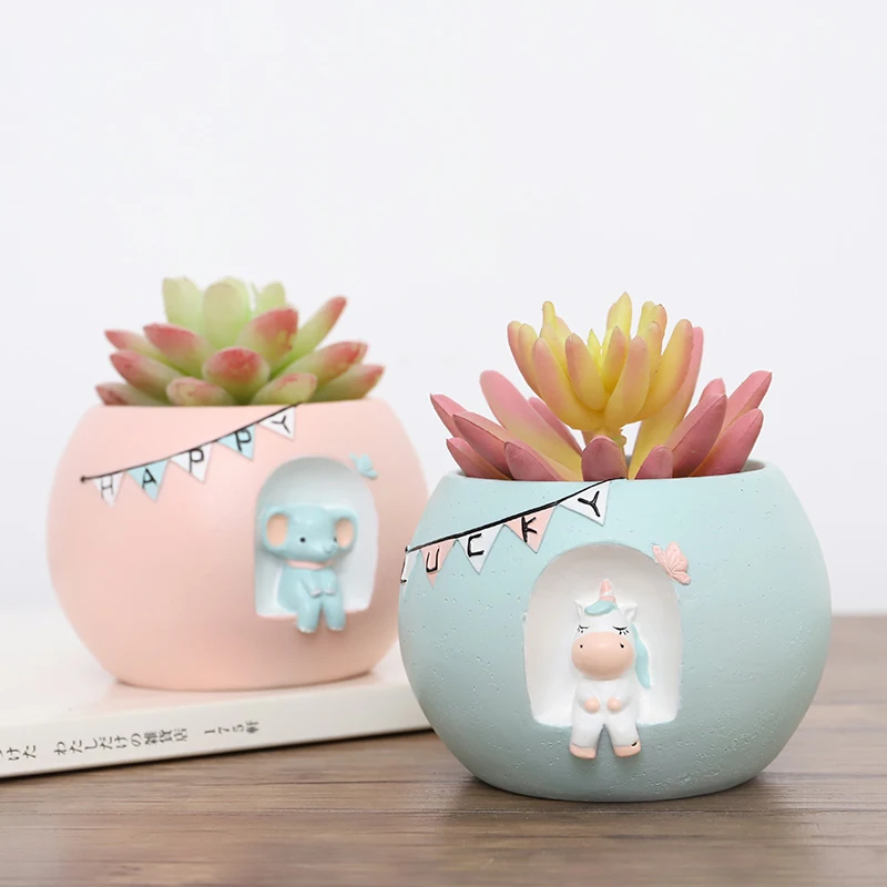 Креативные горшки для цветов с животными суккулентов настольные мини кроликов