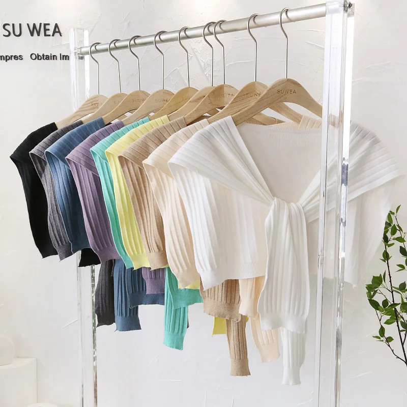 

Autumn Women Knit Scarf Shawls Girls Student Shoulder Wraps Elegant False Collar Shrug WX103