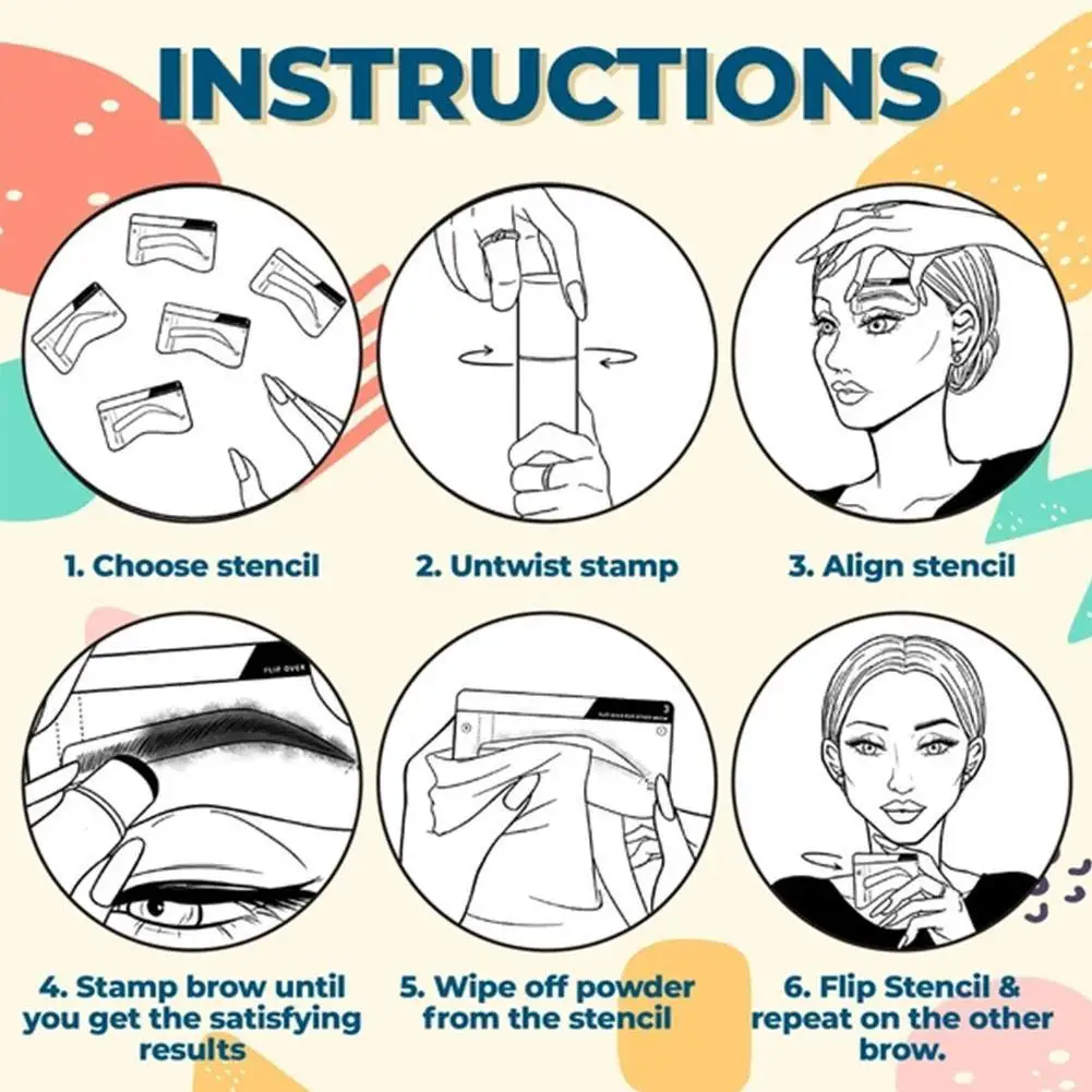 

1 Pc Waterproof Brow Powder Eyebrow Stamp 6 Kind Eyebrow Stencil Shaping Makeup Kit Vegan Eye Eyebrow Definer Brow Powder
