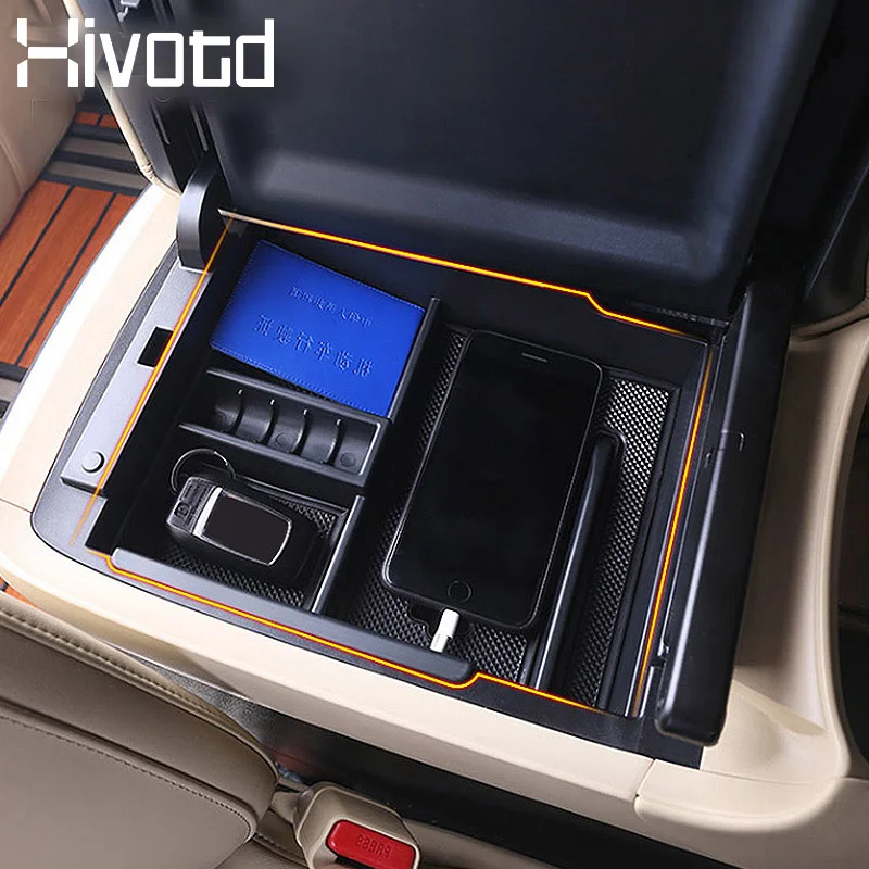 Hivotd For Toyota ALPHARD VELLFIRE Accessories Car Center Console Armrest Storage Box ABS Organizer Bin Tray Interior 2015-2020 |