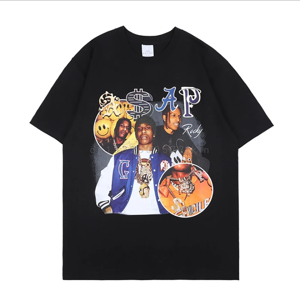 Нагри Asap Rocky Футболка Для мужчин хип хоп Уличная Harajuku Винтаж футболка графический