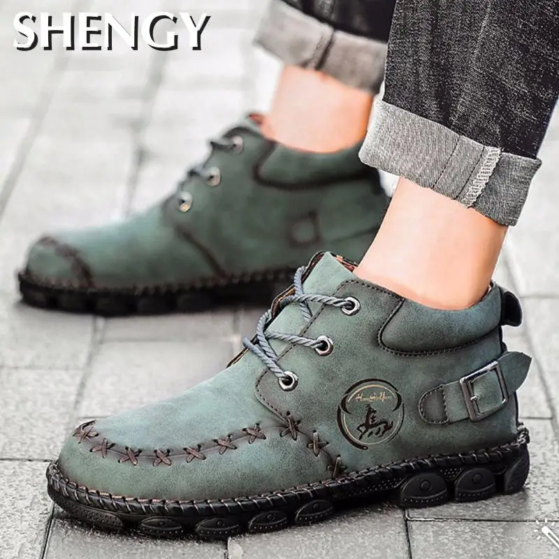 

Shoes Men Boots High Quality Split Men's Boots Motorcycle Outdoor Botas Waterproof Men's Ankle Boots Soft Men Shoes Zapatos