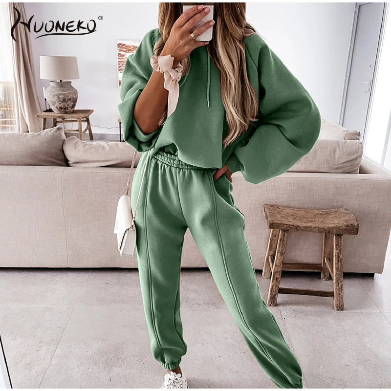 

Tracksuit WomenTwo Piece Pants Set Casual Comfortable Autumn Winter Women's Sets Hooded Long Sleeve Hoodie Sport Lady Suit WHD23