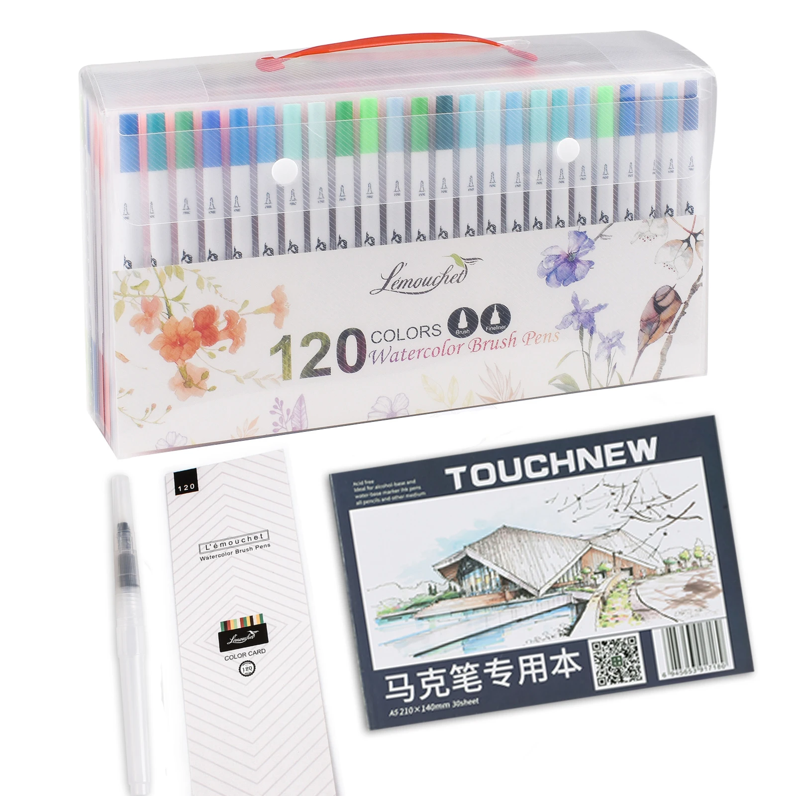 Белый 120 Colors Dual Tip Brush Marker Pens Fineliner Watercolor Art Markers Calligraphy Coloring Drawing Art Supplies with Marker Pad - Цвет: Белый
