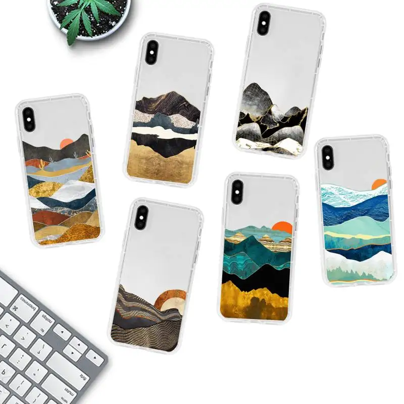 

Mountain Marble Moon Phone Case for iPhone 11 12 13 mini pro XS MAX 8 7 6 6S Plus X 5S SE 2020 XR clear case