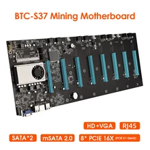 BTC-S37 Pro Mining Motherboard 8 PCIE 16X Graphic Card SODIMM DDR3 SATA3.0 Support VGA + HD for BTC Miner Machine Accessories
