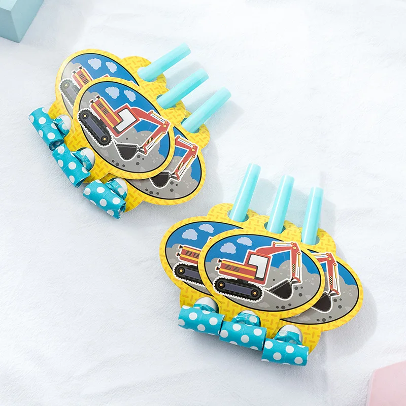 

36pcs/set for 6 Person Engineering Vehicle Truck Party Decorations Happy Birthday Party Tableware Set Hat Blowouts Kids Baby Boy