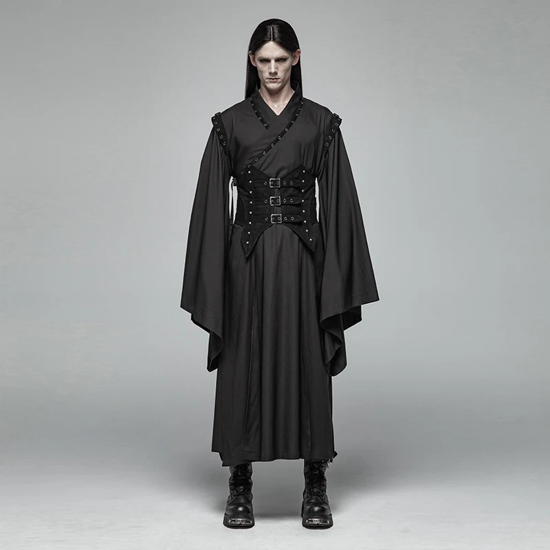 Мужской костюм для Хэллоуина PUNKRAVE темно синее пальто в стиле панк с пряжкой из