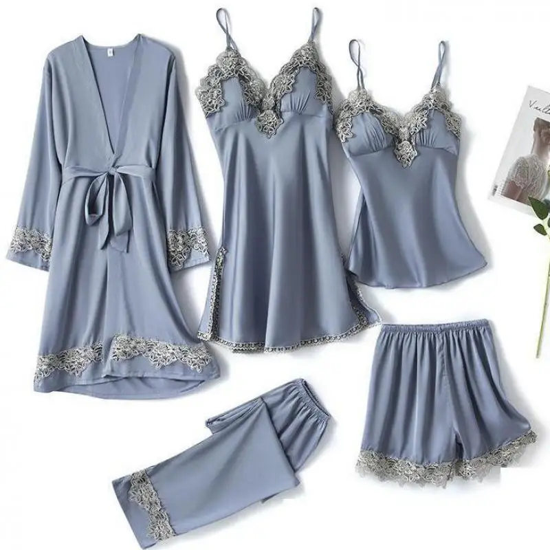 Satin Sexy Bride Bridesmaid Wedding Robe Set Sleep Suit Nightwear Intimate Lingerie Lace Summer New Homewear Sleepwear