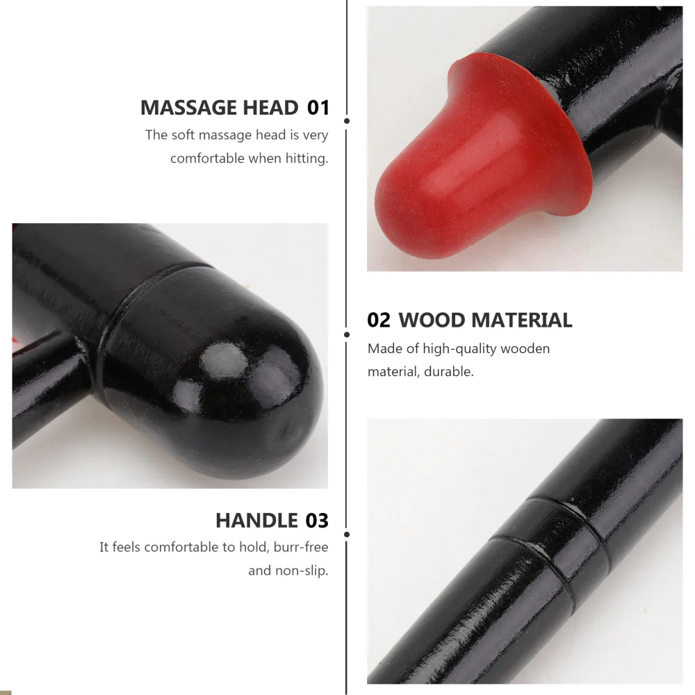 

2Pcs Wooden Acupoint Tapping Hammer Practical Waist Back Massager Black