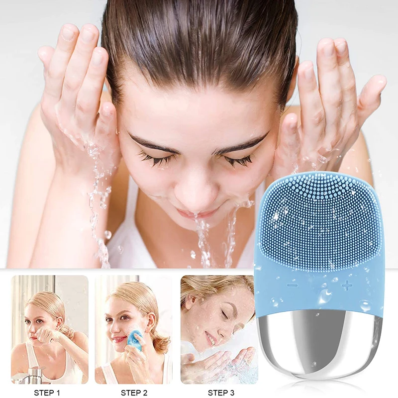 

USB Electric Facial Cleansing Brush Skin Massager Silicone Sonic Vibration Face Cleaner Deep Pore Cleaning Face Cleansing Brush