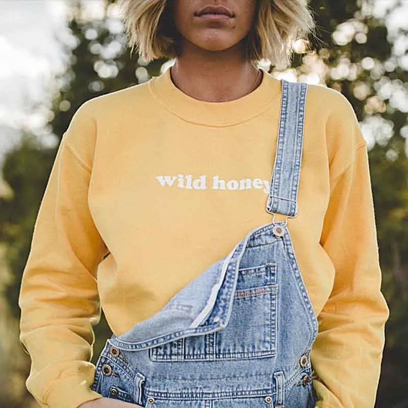 Женская толстовка с длинным рукавом Wild Honey модная желтая рисунком джемпер для