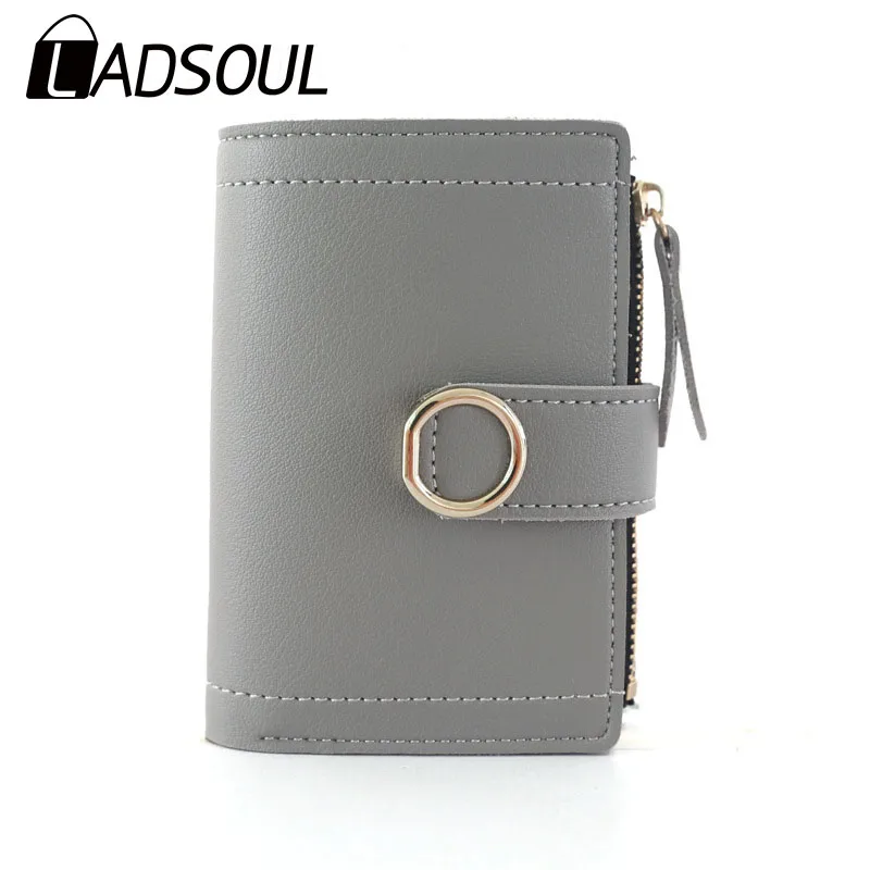 LADSOUL женские кошельки, маленький кошелек из искусственной кожи, Одноцветный клатч для карт, женский кошелек, зажим для денег, высокое качество CD5613/h