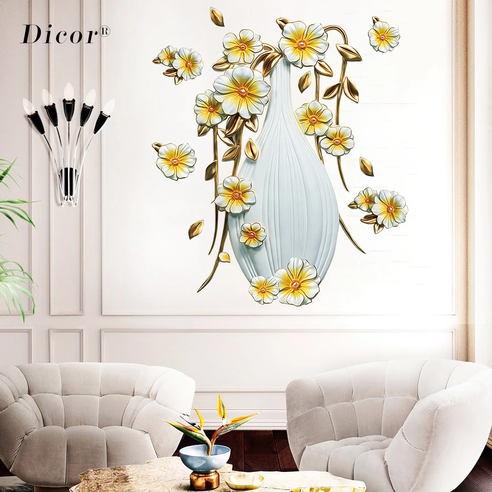 DICOR искусственная стерео 3D Наклейка на стену Цветок для гостиной цветок